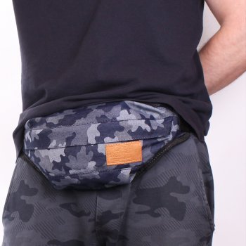 Джинсовая камуфляжная сумка на пояс Bumbag