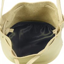 Желтая кожаная сумочка на завязках Bucket